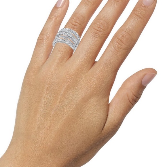 Gorgeous diamond multi-row cross over ring (1 ct. t.w.) in sterling silver - Picture 5 of 5